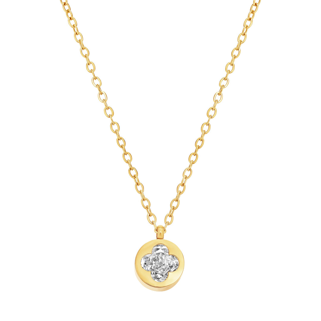necklace cut out clover stone