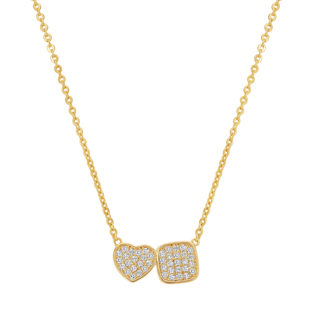 necklace heart and square duet
