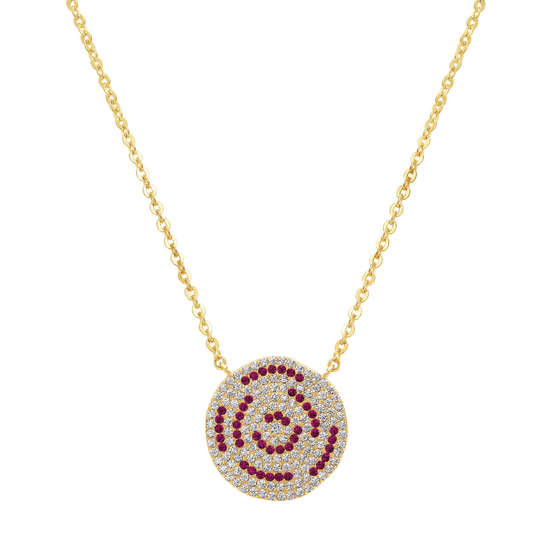 necklace pave dented circle