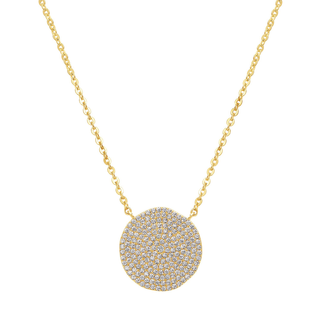 necklace pave dented circle
