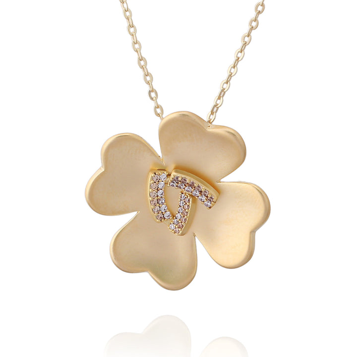 necklace pendant matte four petal flower