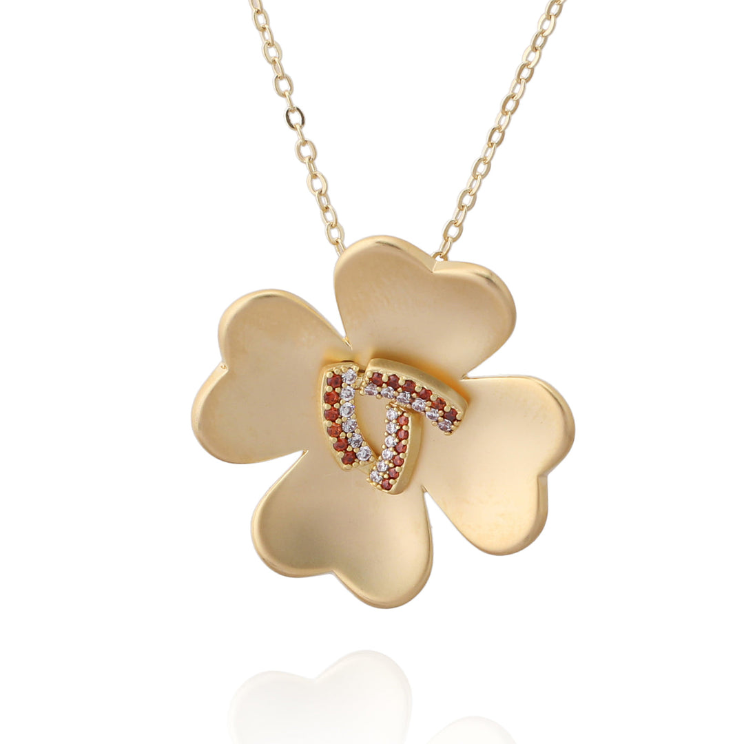 necklace pendant matte four petal flower