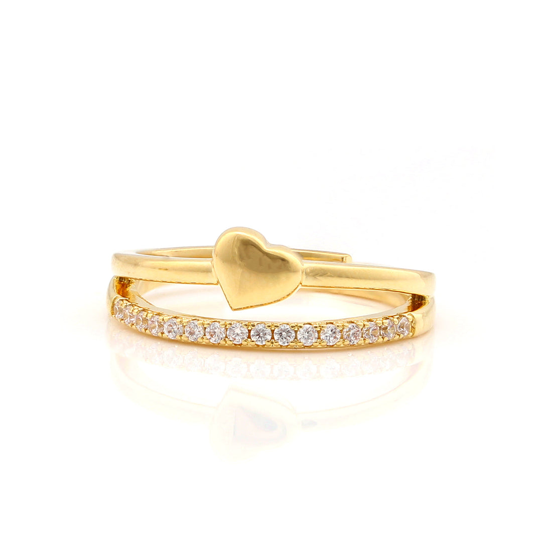 ring gold heart cz stacked