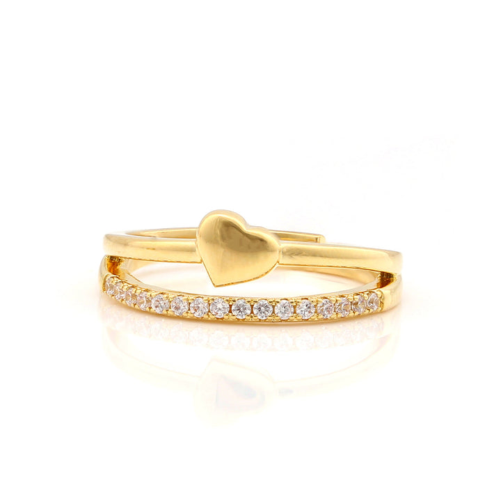 ring gold heart cz stacked