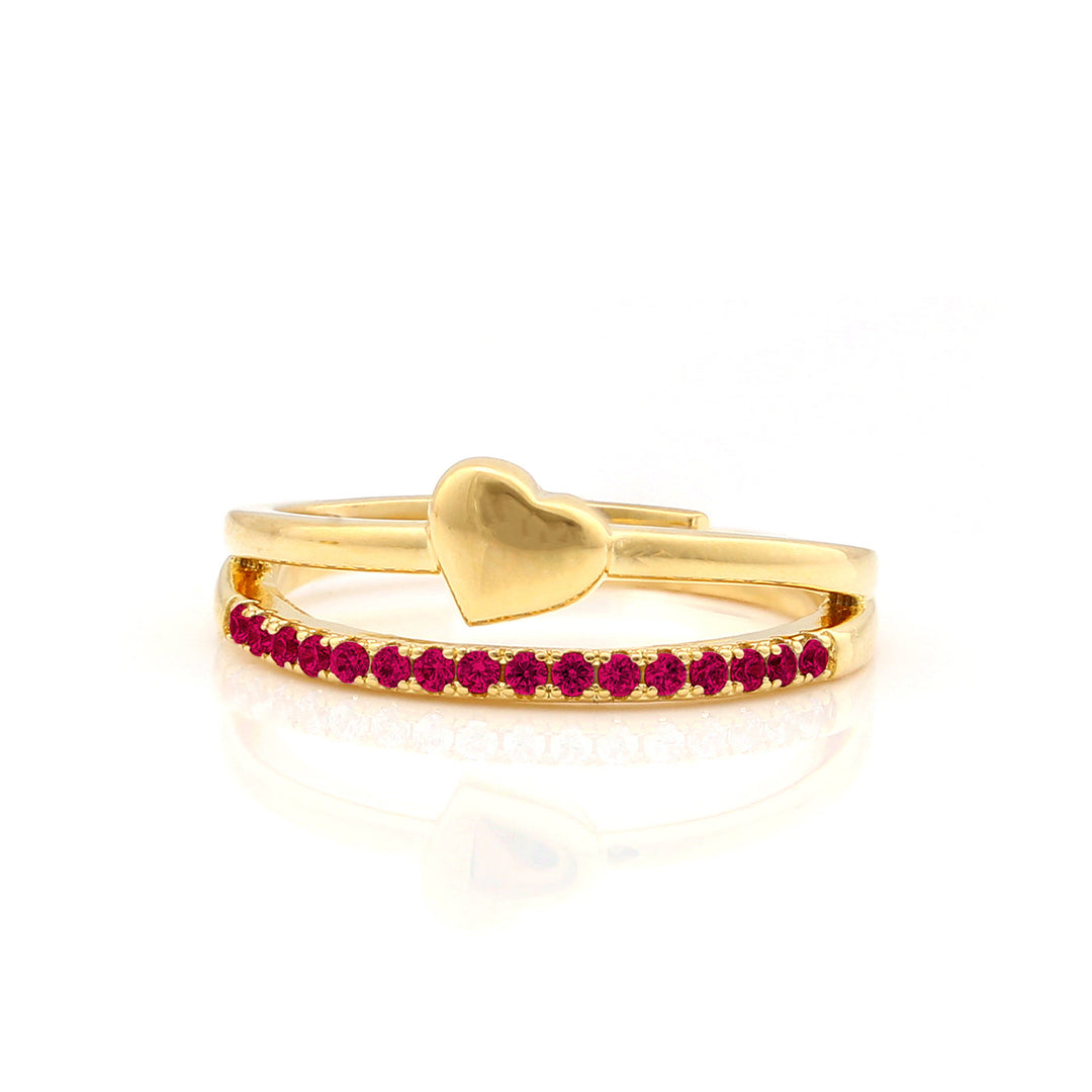 ring gold heart cz stacked