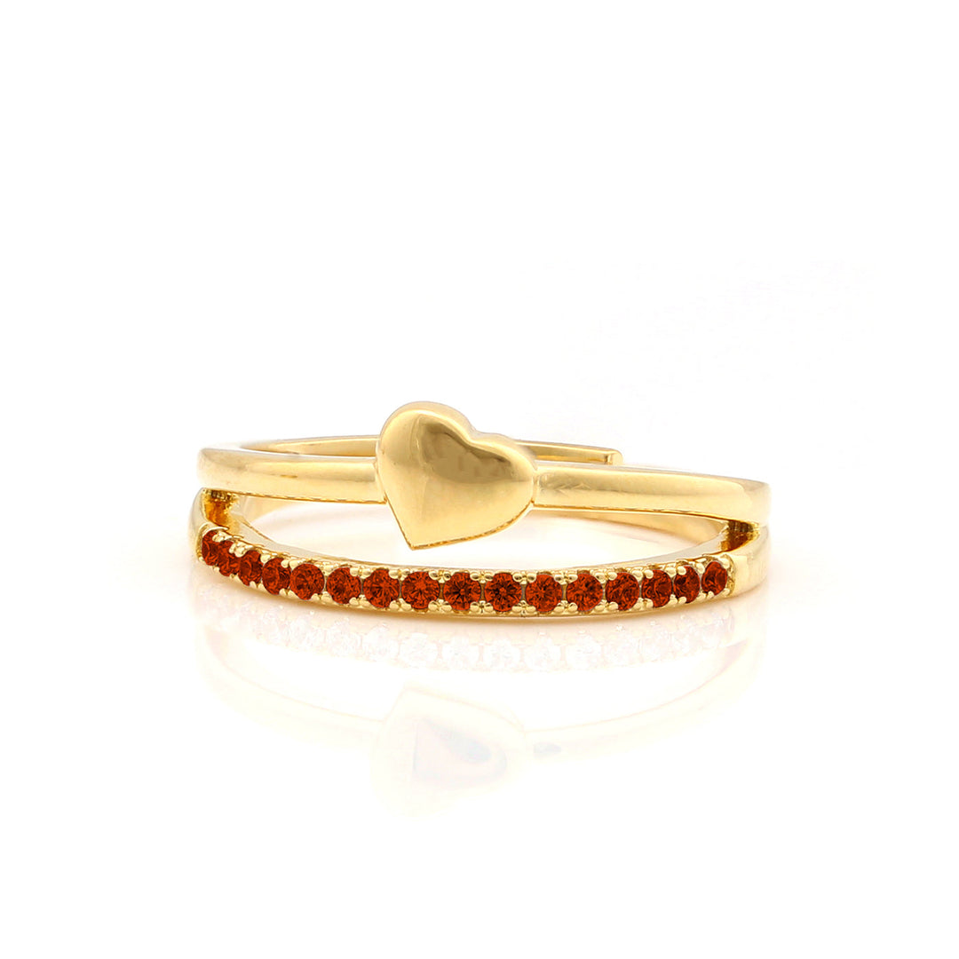 ring gold heart cz stacked