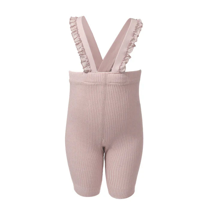 overall ribbed ruffle short