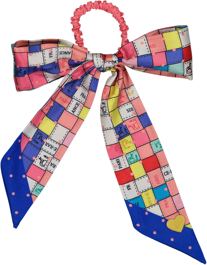 pony scrunchie print silk scarf bow