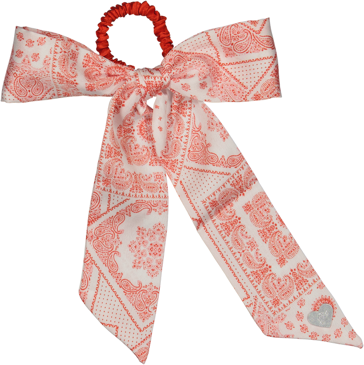 pony scrunchie print silk scarf bow