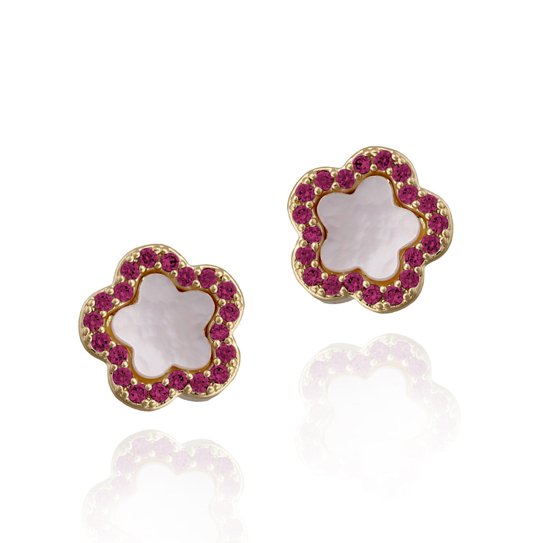 earring stud mother of pearl flower