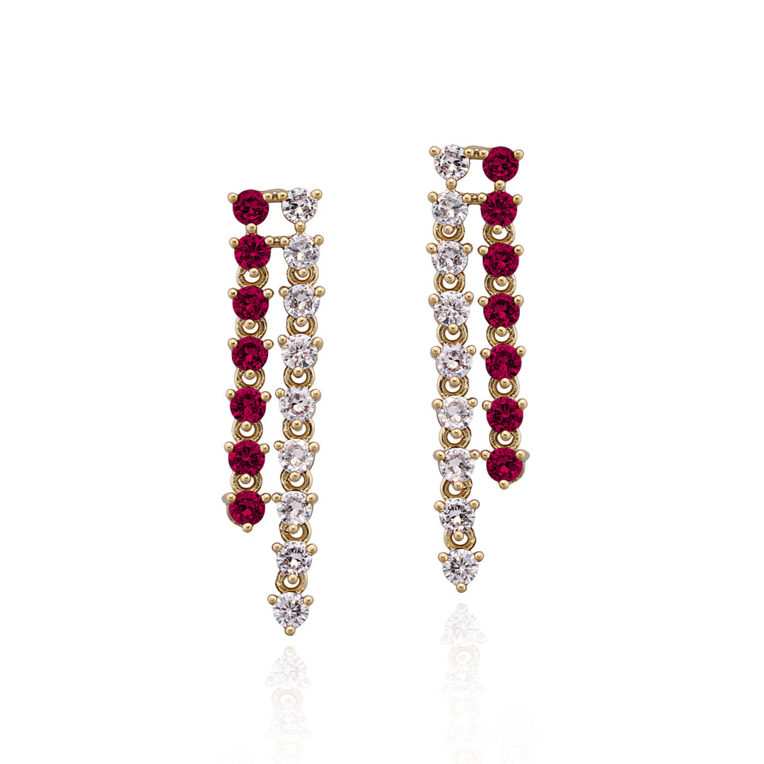earring two strand dangle tennis