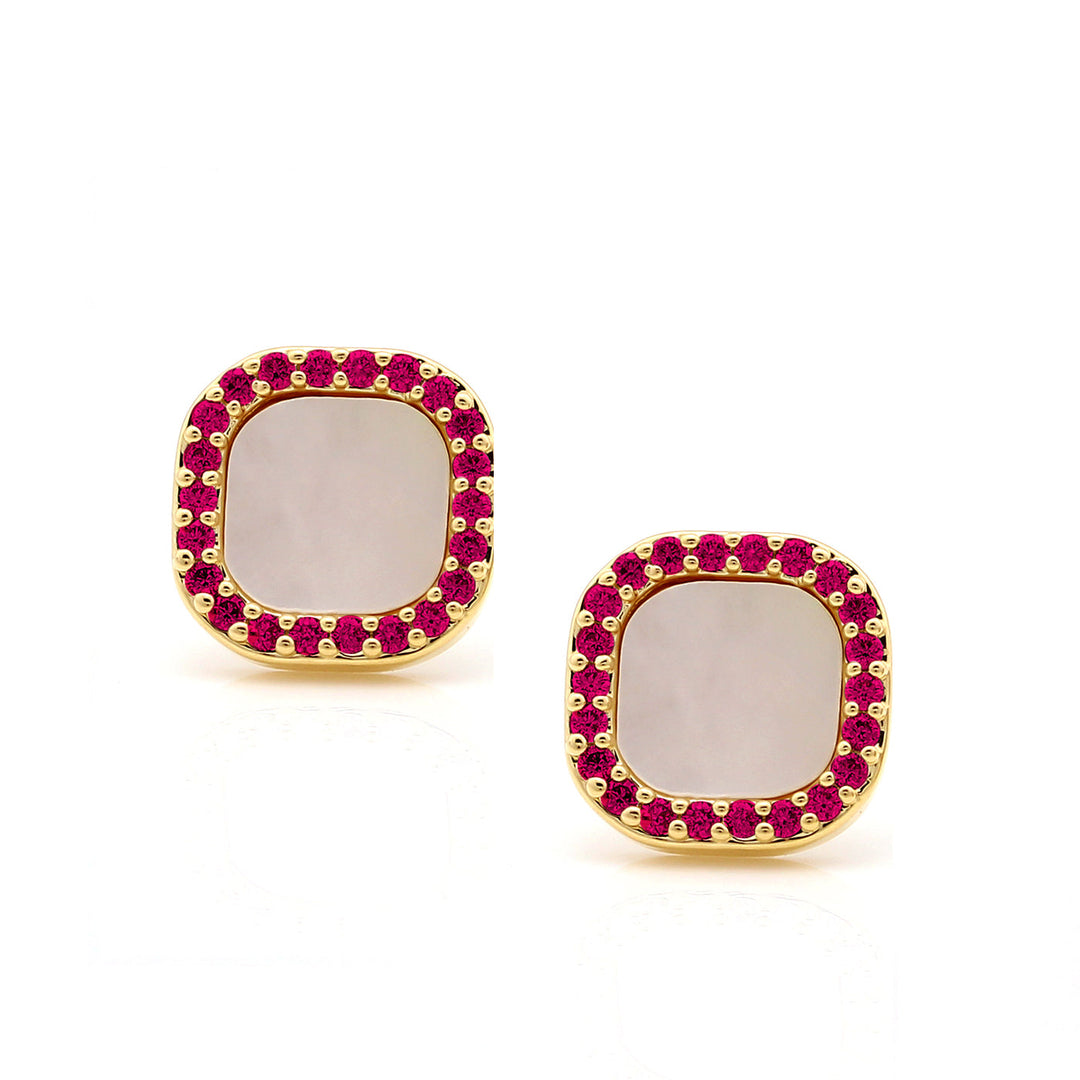 eaerring stud square cz outline mop