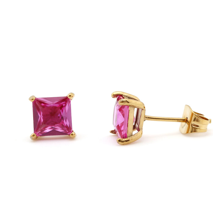 earring stud square stone