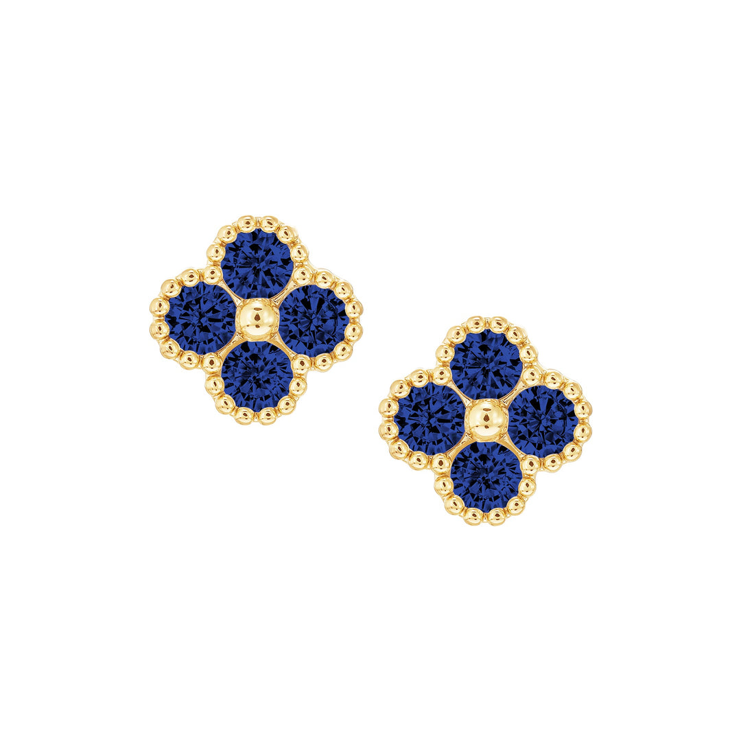earring stud four stone clover