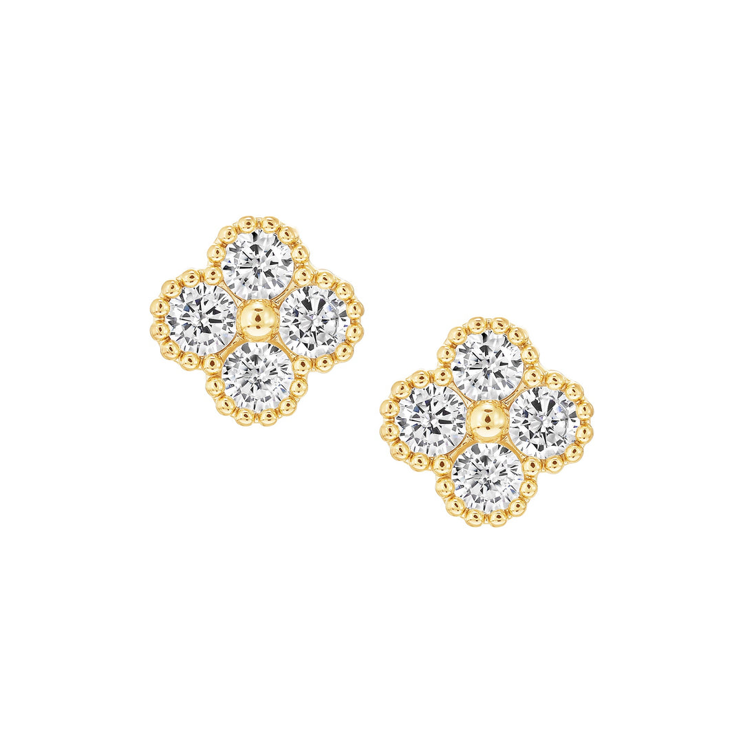 earring stud four stone clover