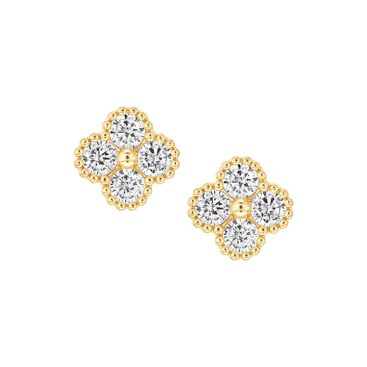 earring stud four stone clover
