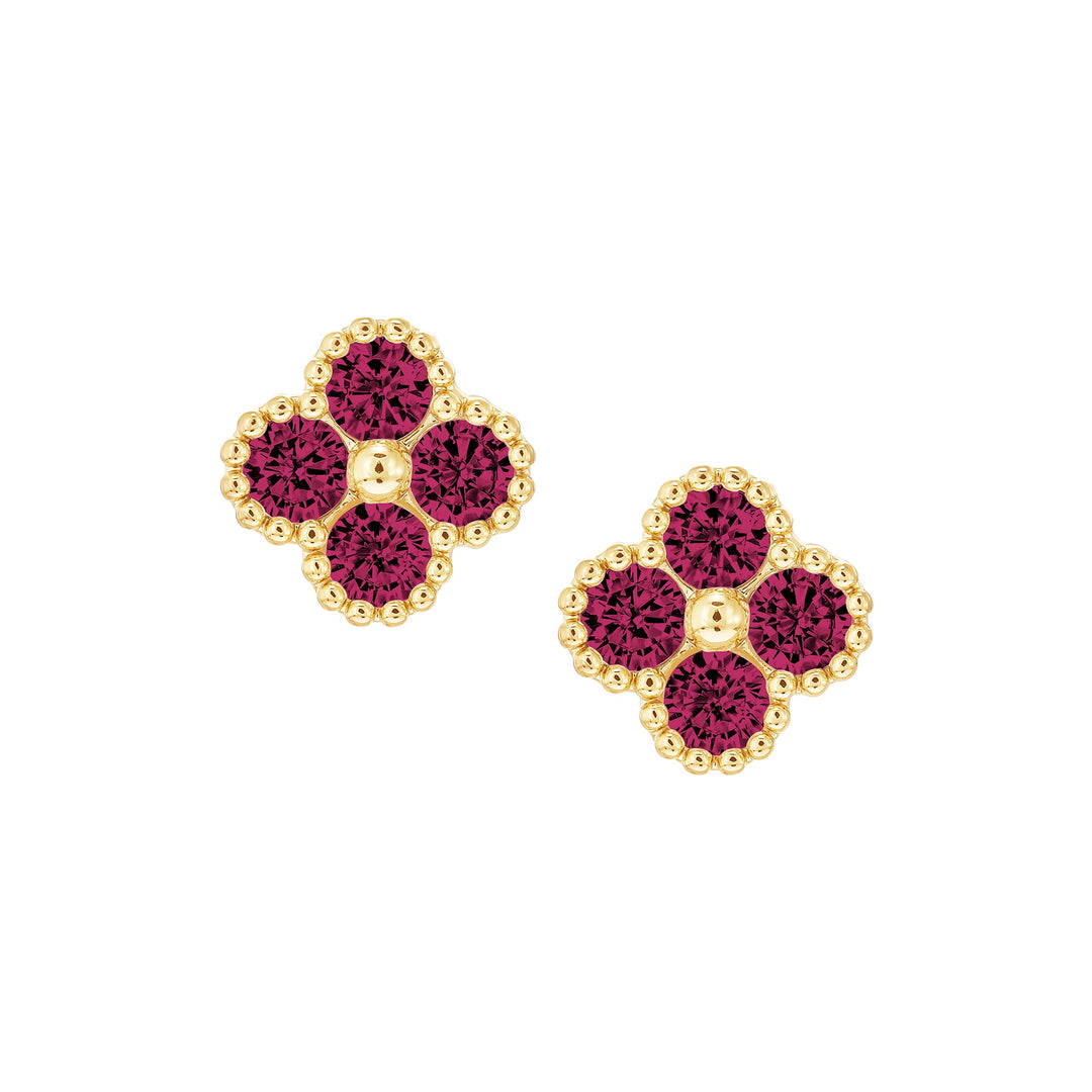 earring stud four stone clover