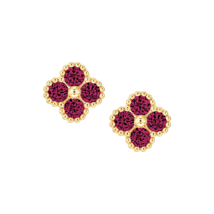 earring stud four stone clover