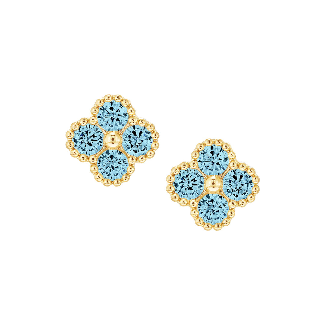 earring stud four stone clover