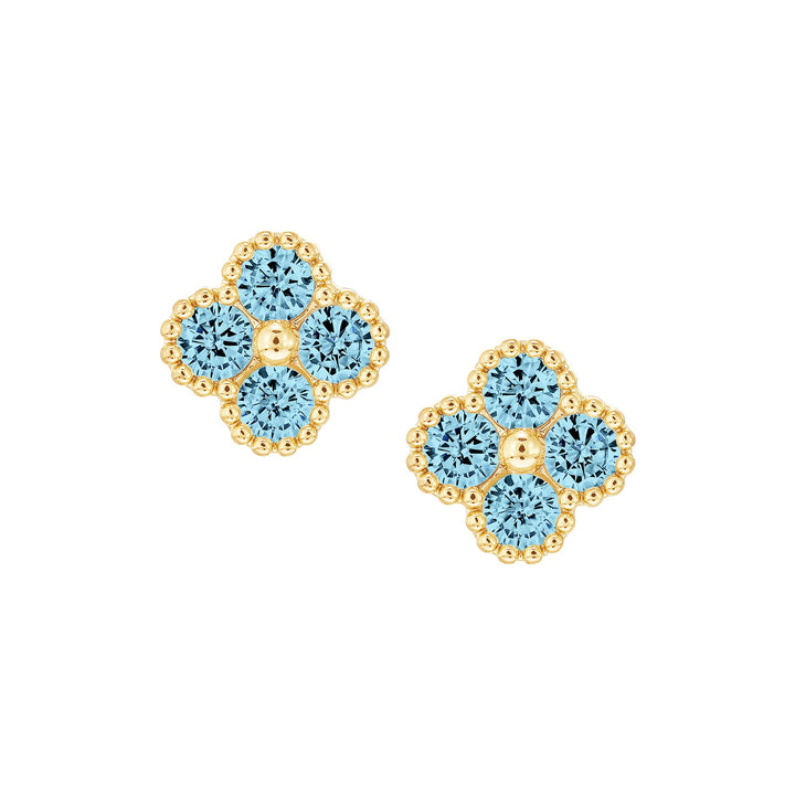earring stud four stone clover