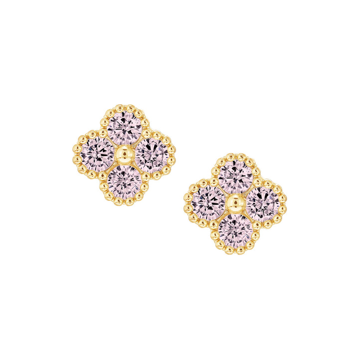 earring stud four stone clover