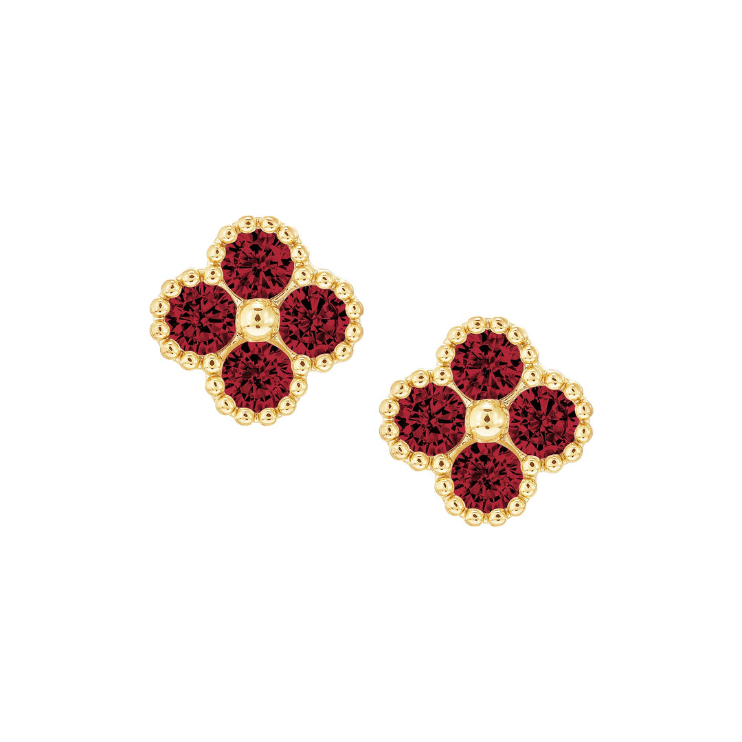 earring stud four stone clover