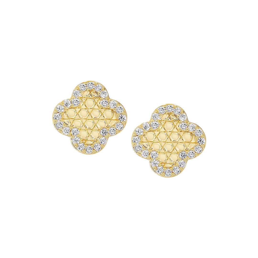 earring stud honeycomb clover