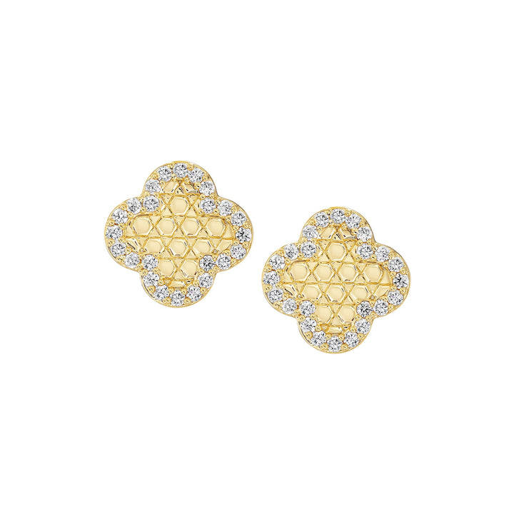 earring stud honeycomb clover