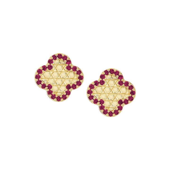 earring stud honeycomb clover