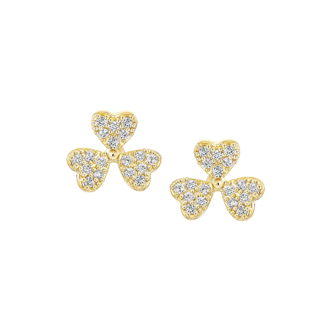 earring stud spaced petal clover