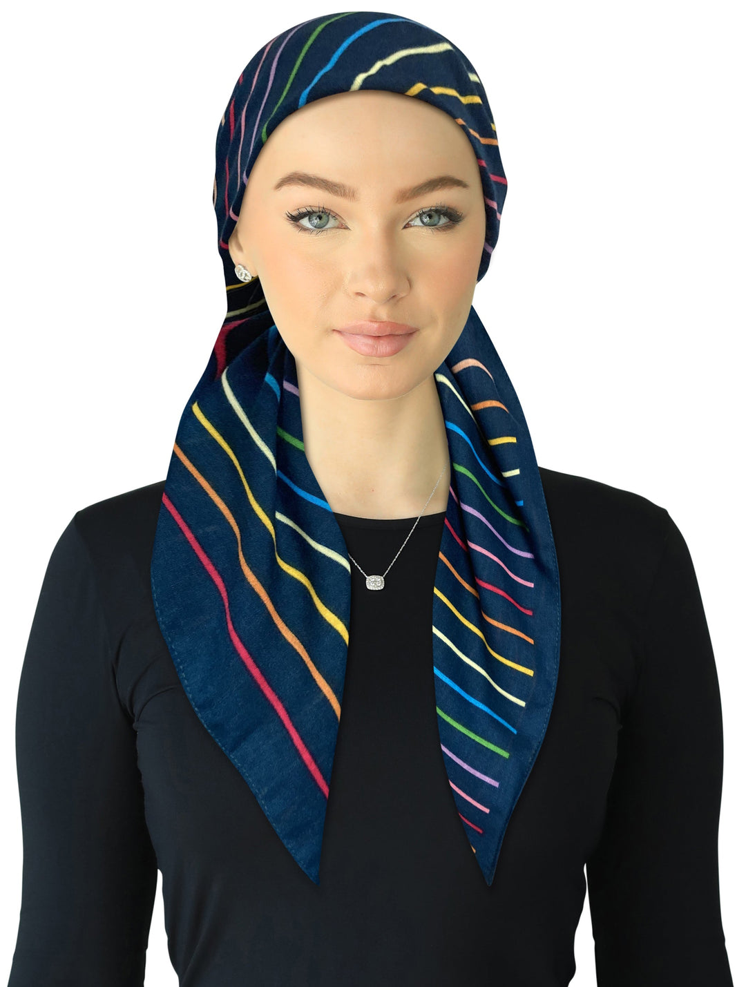 headscarf open bold stripes