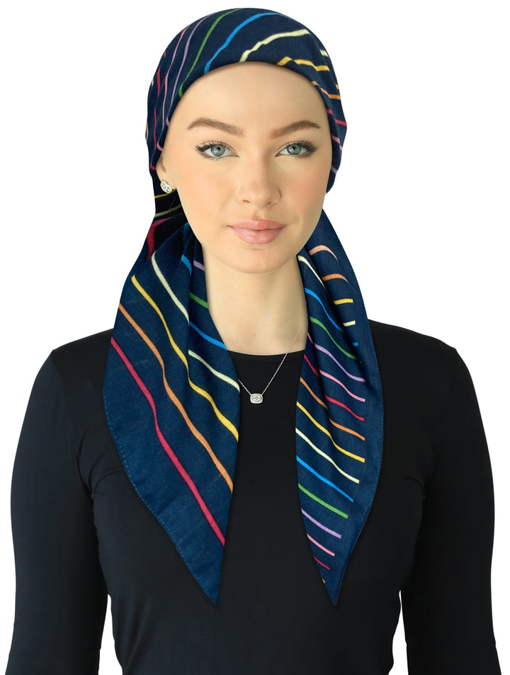 headscarf open bold stripes