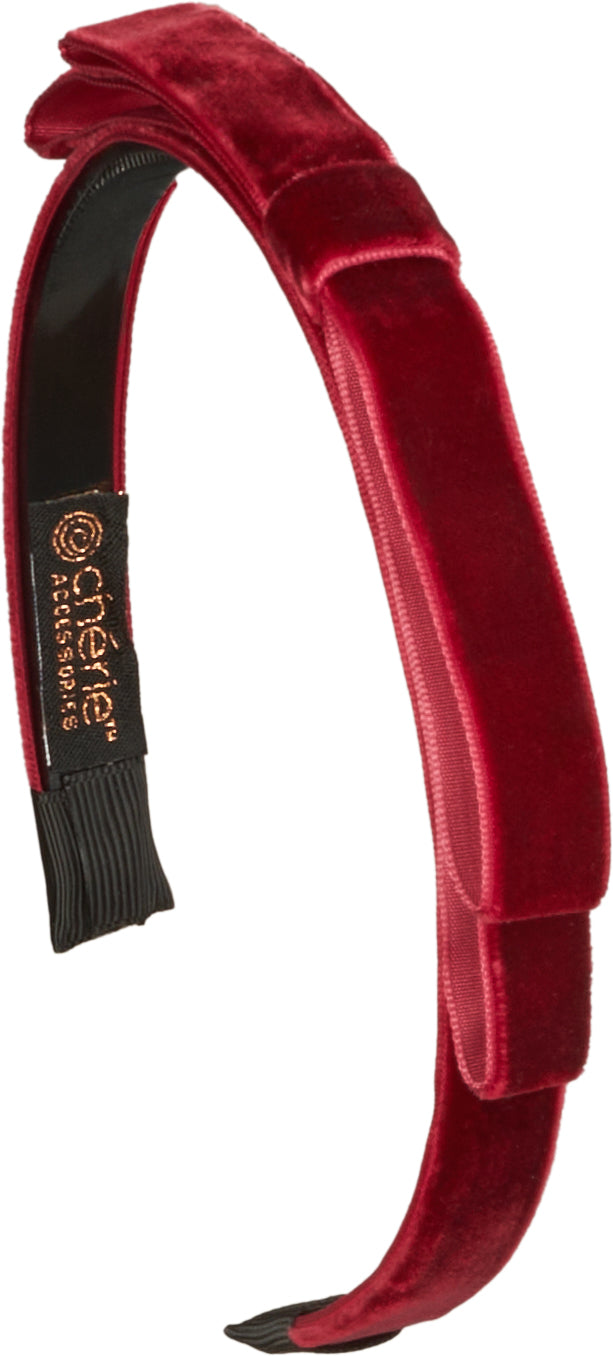 headband velvet with satin center bow