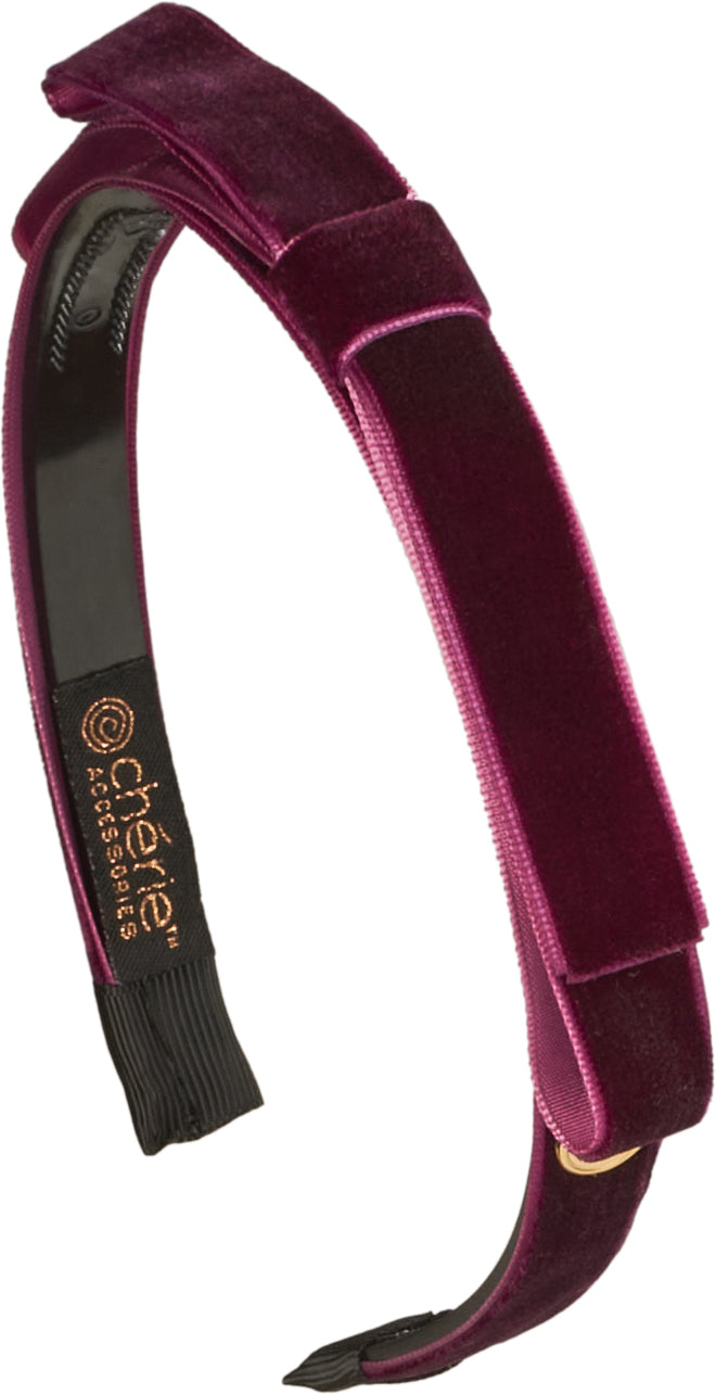 headband velvet with satin center bow