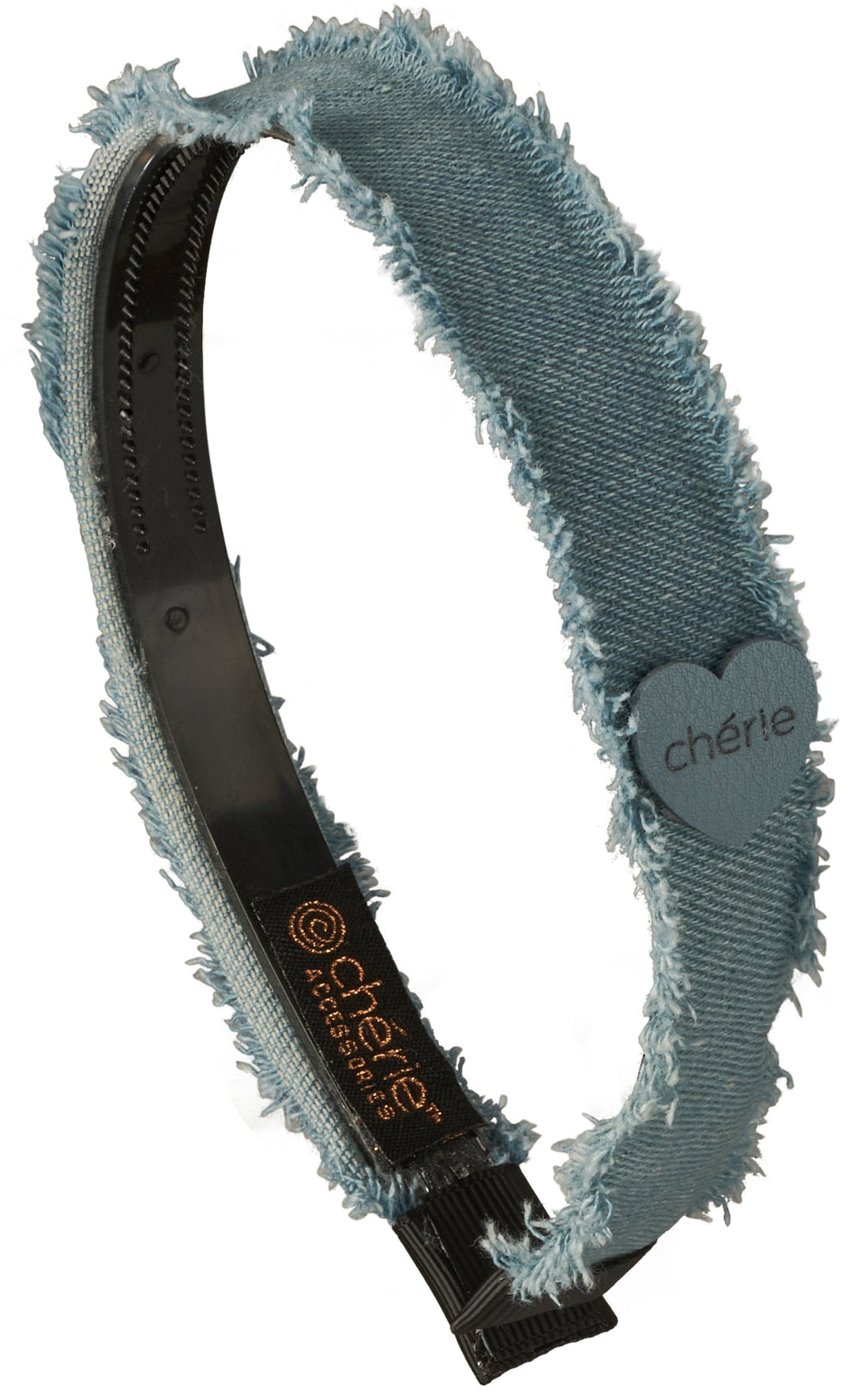 headband hard denim fringe heart