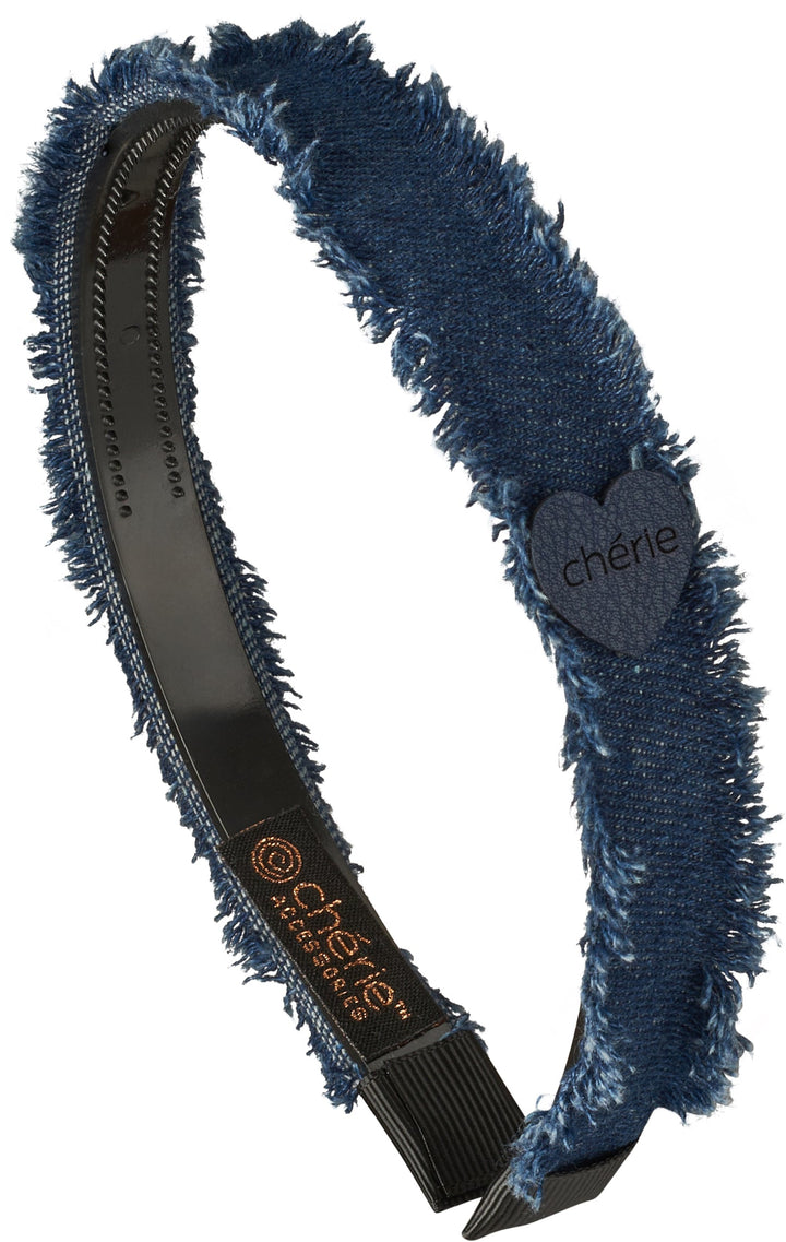 headband hard denim fringe heart