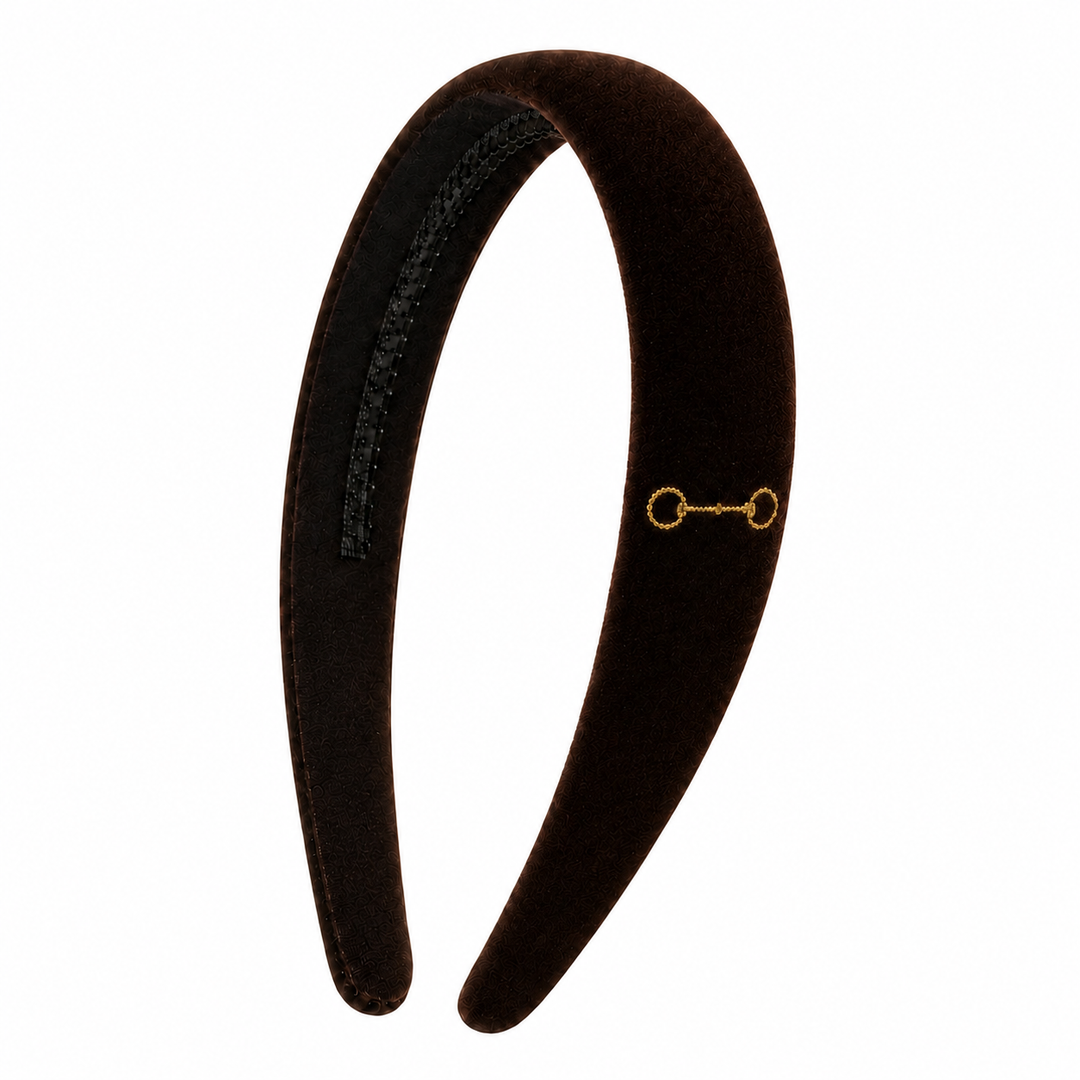 headband velvet gold embroidered
