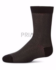 MEMOI HERRINGBONE BOYS CREW SOCK