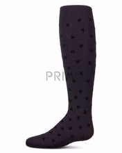 Load image into Gallery viewer, MEMOI MINI BOW FLOCKED OPAQUE TIGHTS
