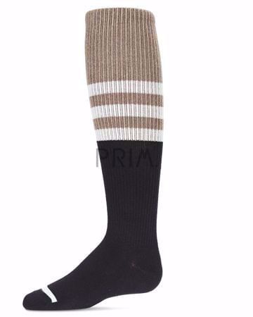 MEMOI TWO TONE STRIP KNEE SOCK