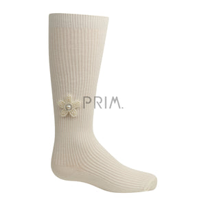 ZUBII PEARL FLOWER KNEE SOCK