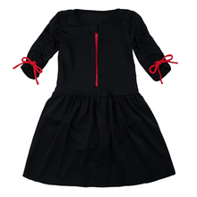 Load image into Gallery viewer, MISS MINI RED HEART DRAWSTRING SWIM DRESS WITH SNAPS
