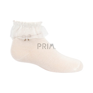 ZUBII SUEDE BOW RUFFLE ANKLE SOCK