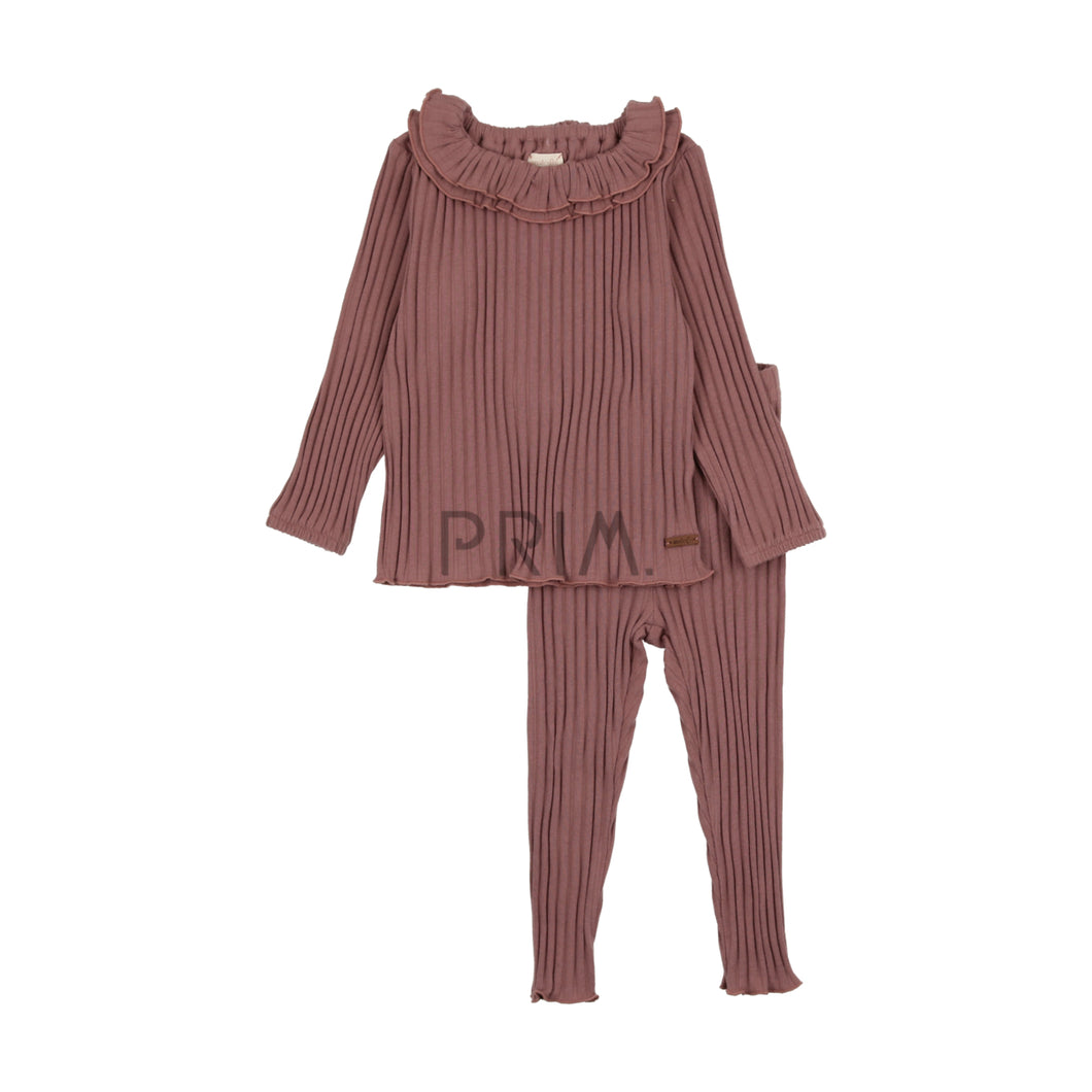 LIL LEGS RUFFLE COLLAR RIBBED SET
