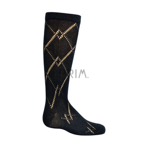 ZUBII DOUBLE DIAMOND CROCHET KNEE SOCK