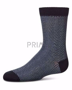 MEMOI HERRINGBONE BOYS CREW SOCK