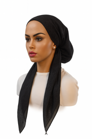 headscarf closed linen look print