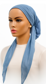 headscarf closed linen look print