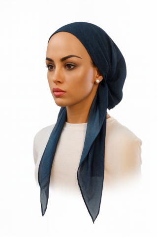 headscarf closed linen look print