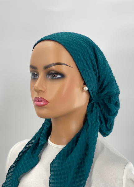 headscarf pretied pucker gingham